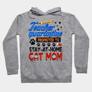 Teacher Quarantine Promoted To Stay At Home Cat Mom Hoodie